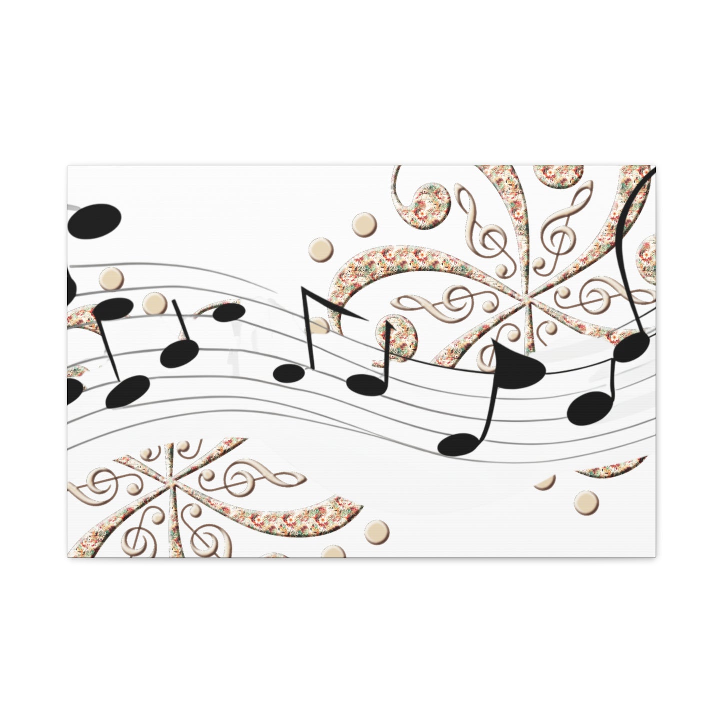Musical Note Canvas Art, Floral Decor for Home, Music Lover Gift, Wall Art for Musicians, Unique Gift Idea