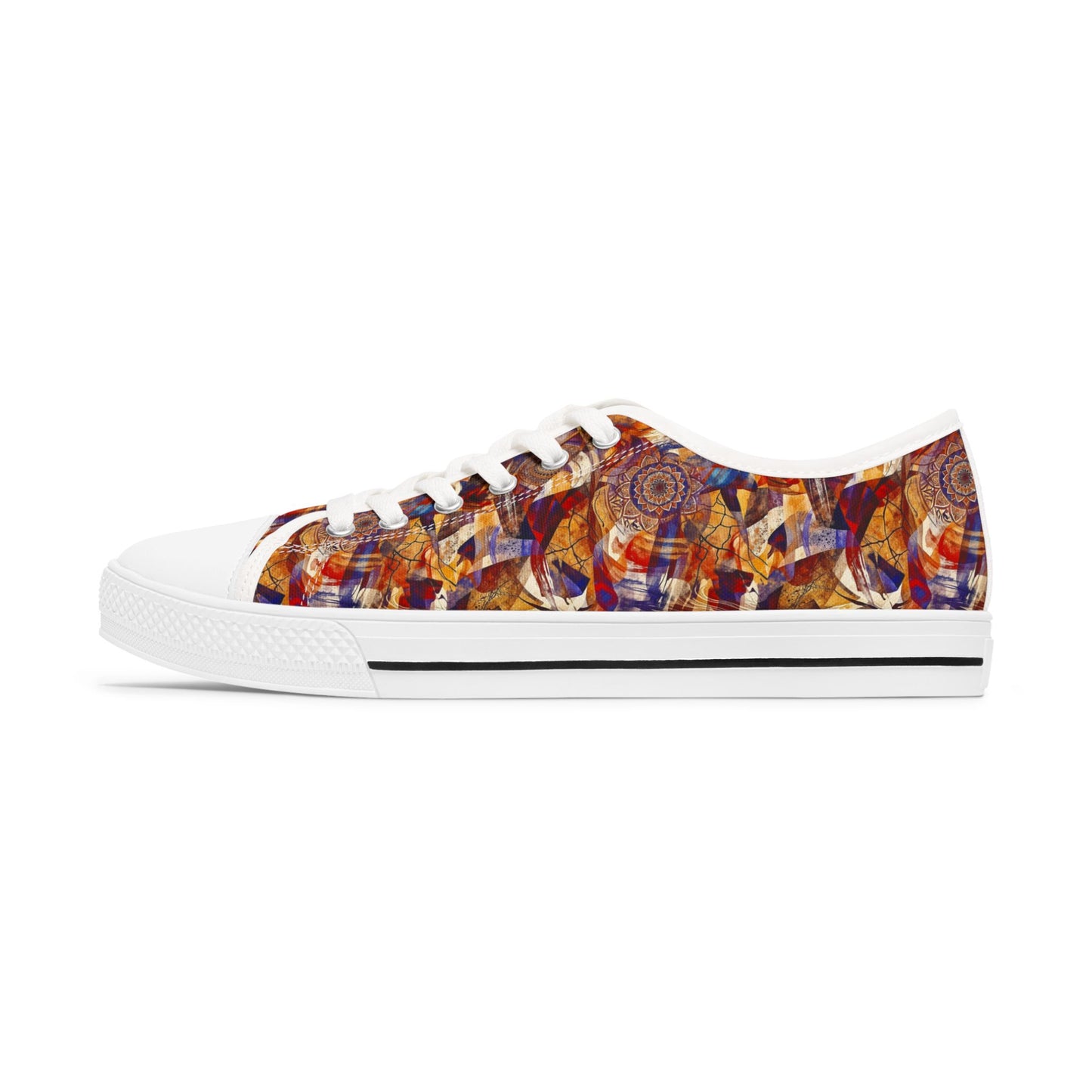 Abstract Mosaic Low Top Sneakers — Women's Artistic Casual Shoes