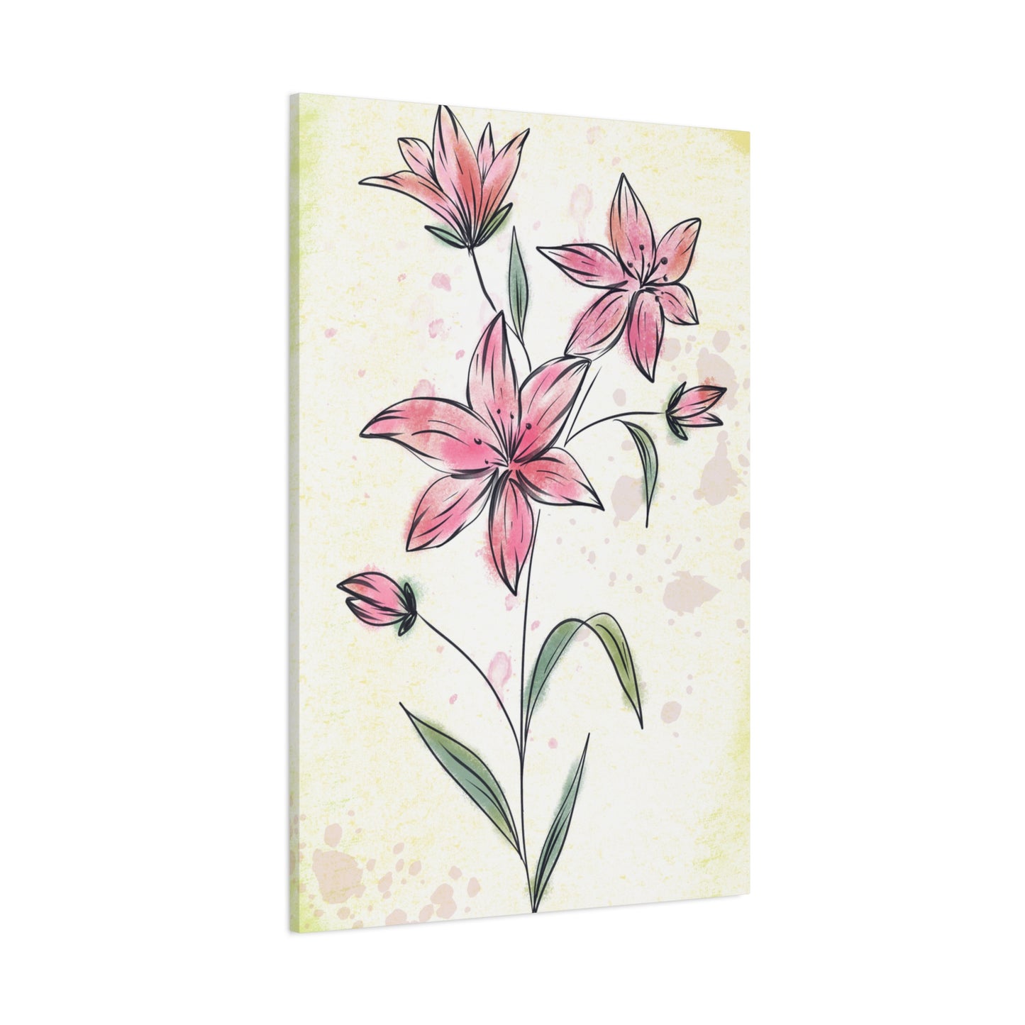 Matte Canvas, Stretched, 1.25" Tulips Pink Flowers