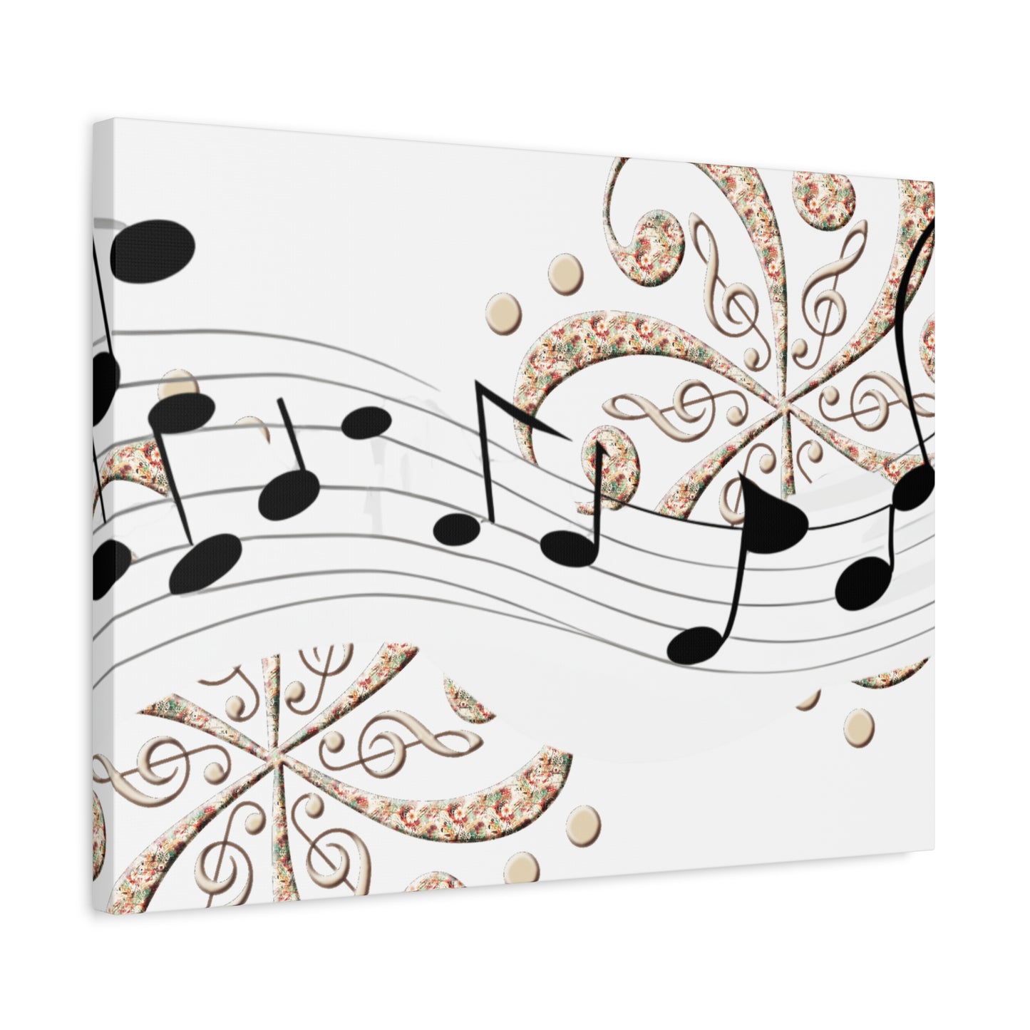 Musical Note Canvas Art, Floral Decor for Home, Music Lover Gift, Wall Art for Musicians, Unique Gift Idea