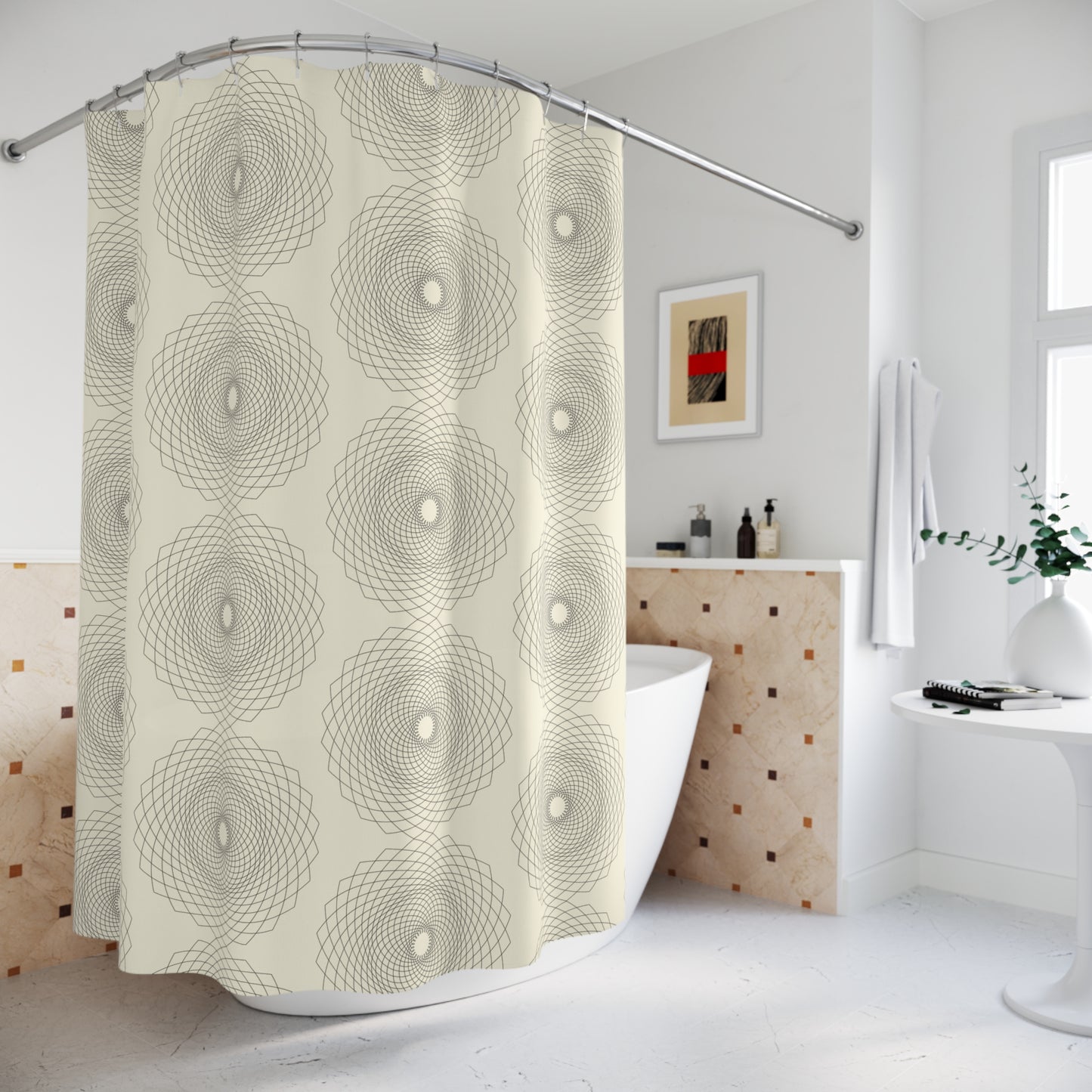 Abstract Geometric Shower Curtain, Modern Bathroom Decor, Stylish Bathroom Accessory, Unique Gift for Home, Minimalist Design