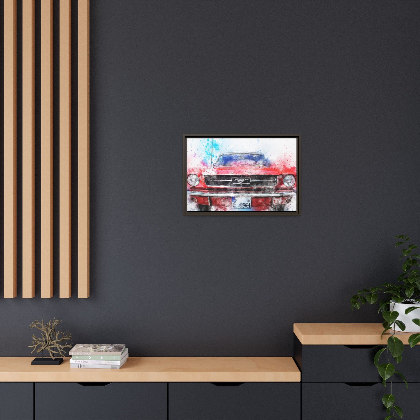 Matte Canvas, Framed Mustang Car