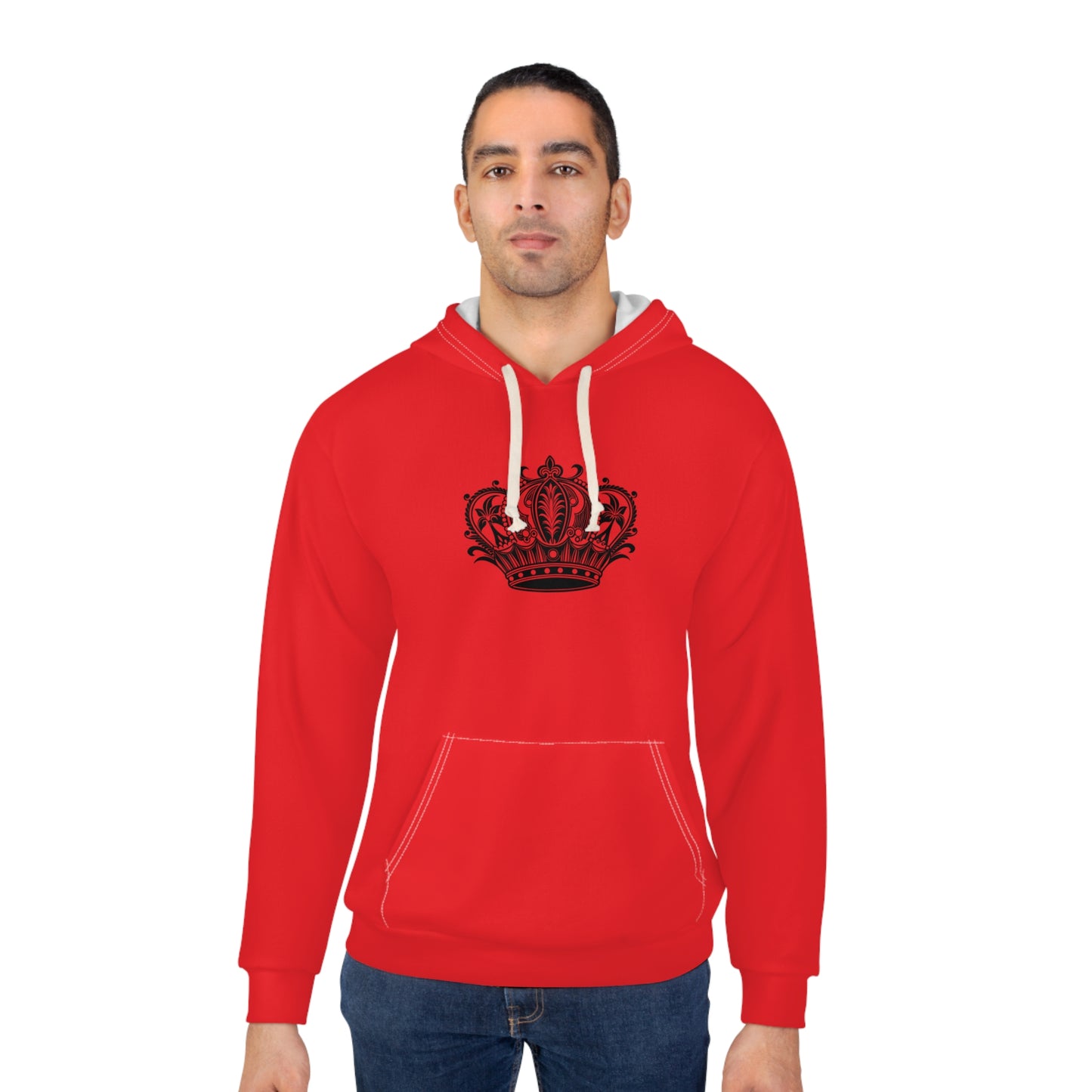 Bold Crown Unisex Pullover Hoodie, Stylish Streetwear, Gift for Him, Her, Cozy Layer, Statement Piece, Red Hoodie