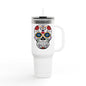 Colorful Sugar Skull Insulated Travel Mug, 40oz, Perfect for Road Trips, Gifts