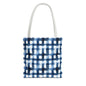 Blue Watercolor Plaid Tote Bag — Navy Check Pattern All-Over Print