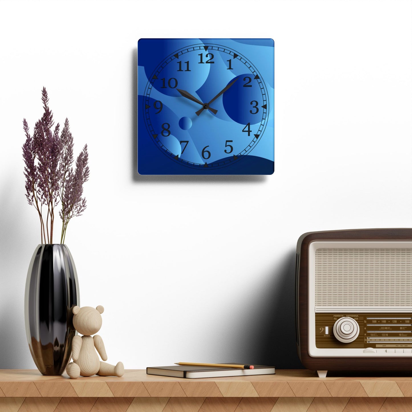 Ocean Waves Acrylic Wall Clock, Coastal Home Decor