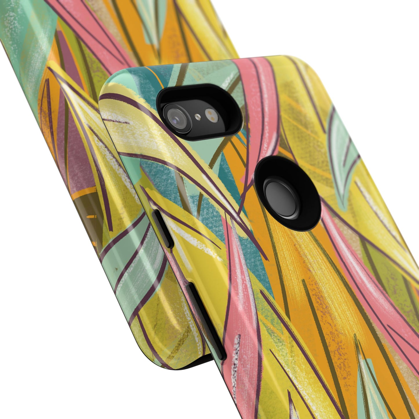 Vibrant Phone Case with Colorful Leaf Design, Tough Cases for Nature Lovers, Eco-Friendly Gift, Summer Vibes, Floral Phone Cover
