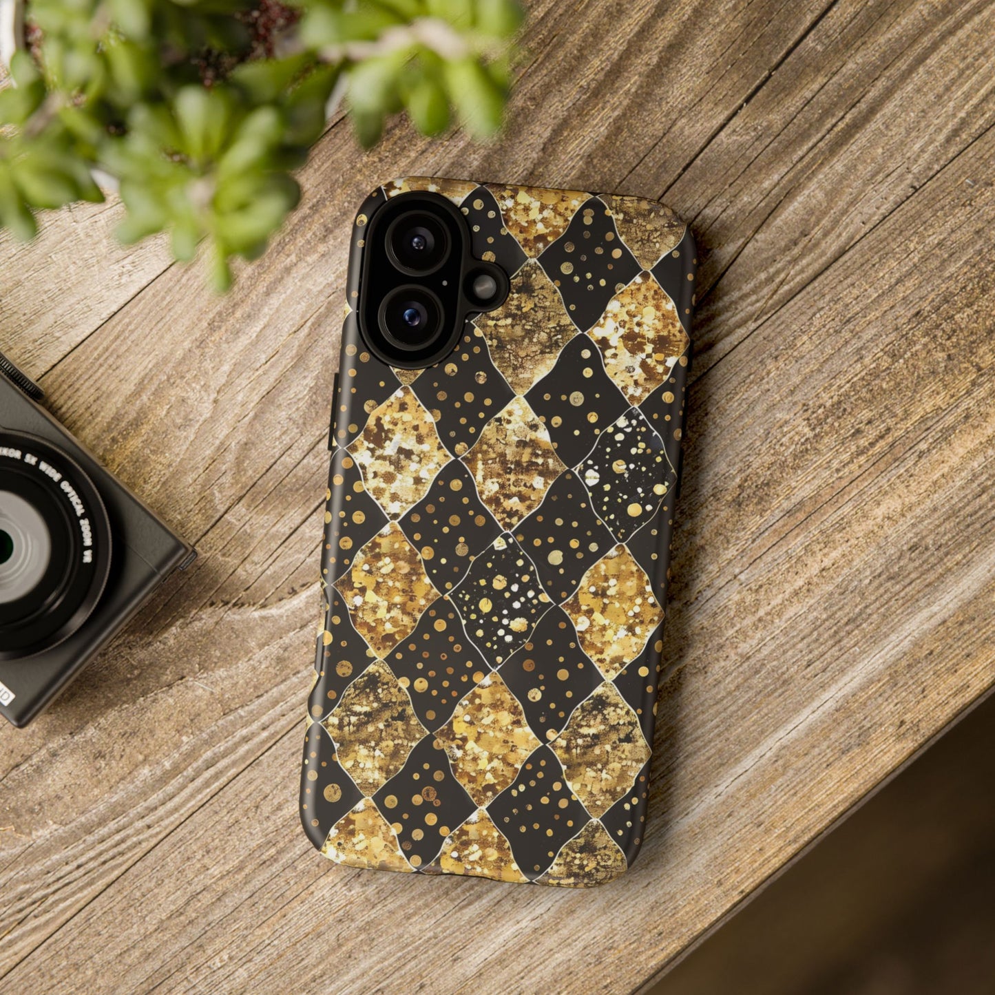 Elegant Gold & Black Phone Case for Tough Protection