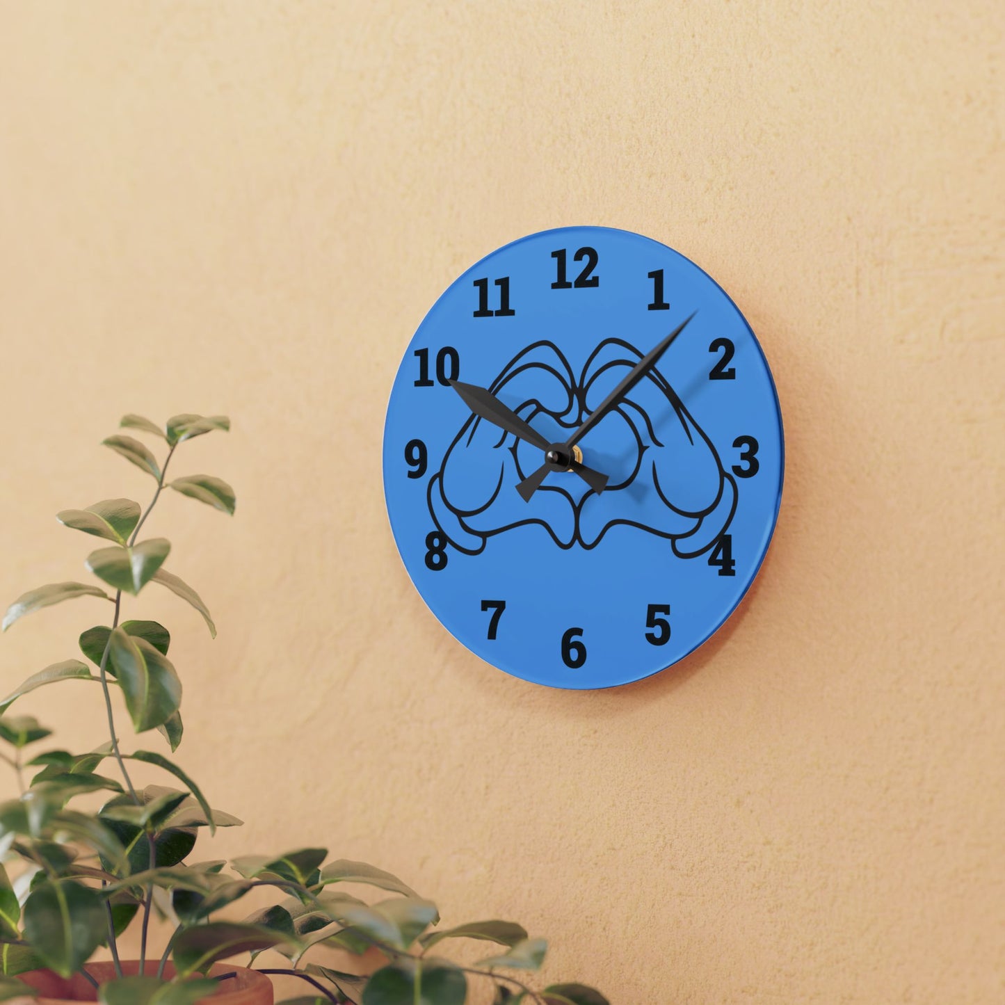Heart Hands Acrylic Wall Clock - Modern Decor, Unique Gift, Home Office Wall