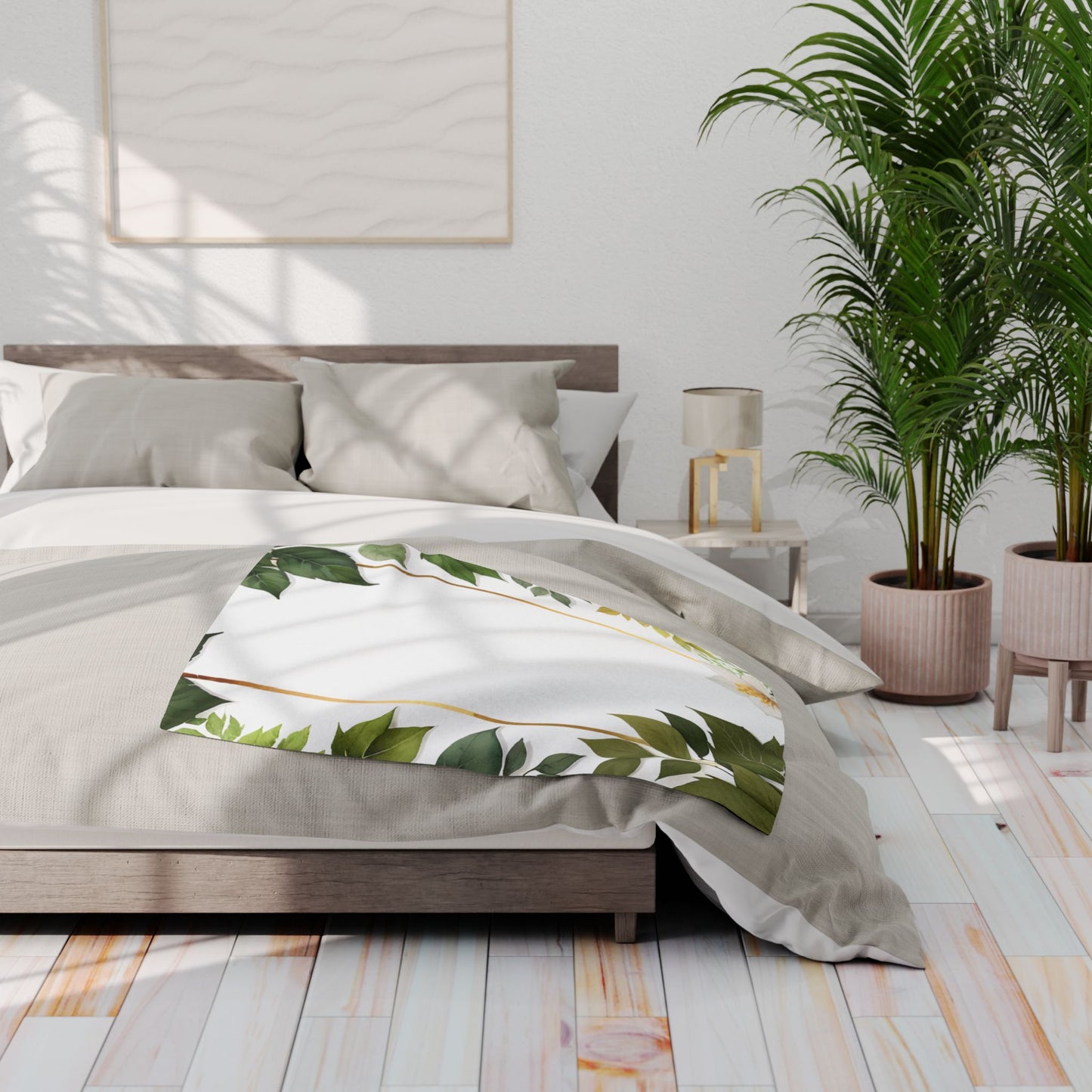 Floral Arctic Fleece Blanket, Cozy Throw, Home Decor, Gift for Her, Botanical Blanket, Seasons Gift, Relaxing Atmosphere