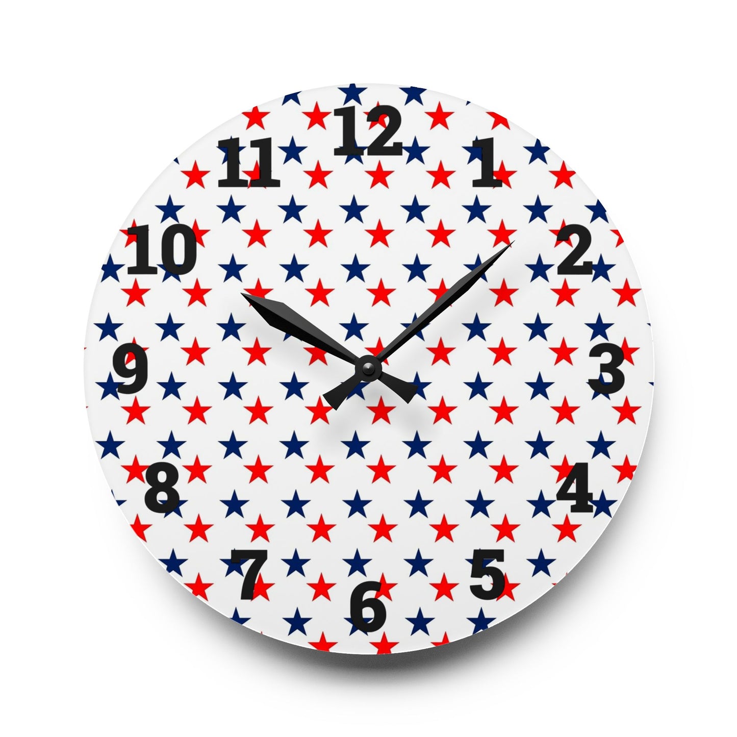 Acrylic Wall Clock stars red white and blue