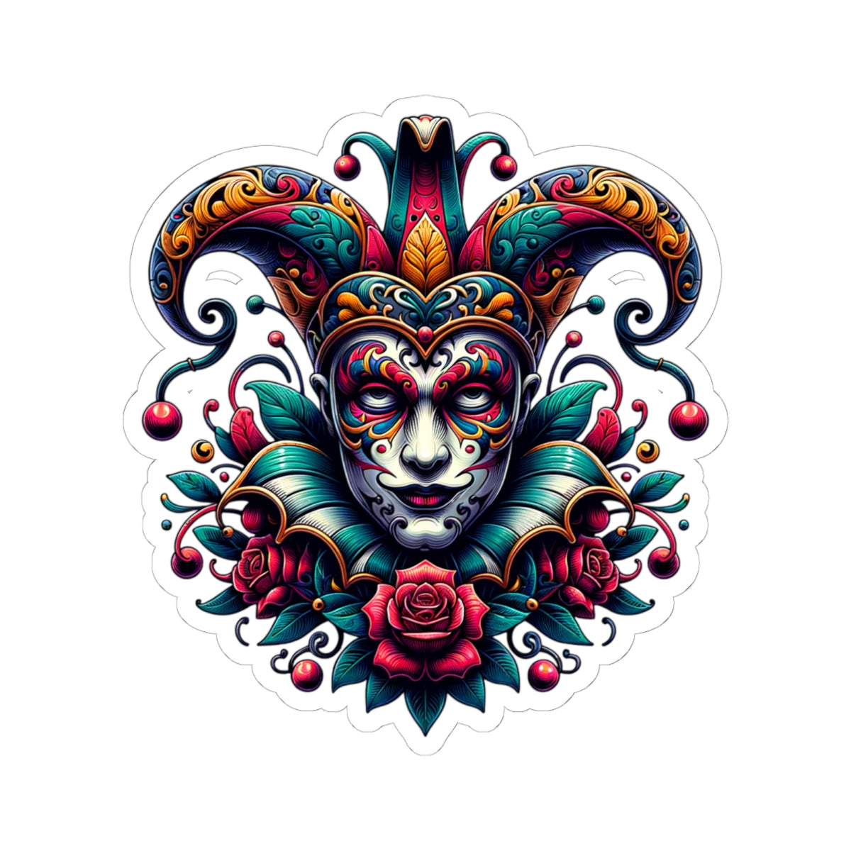 Colorful Joker Mask Kiss-Cut Stickers