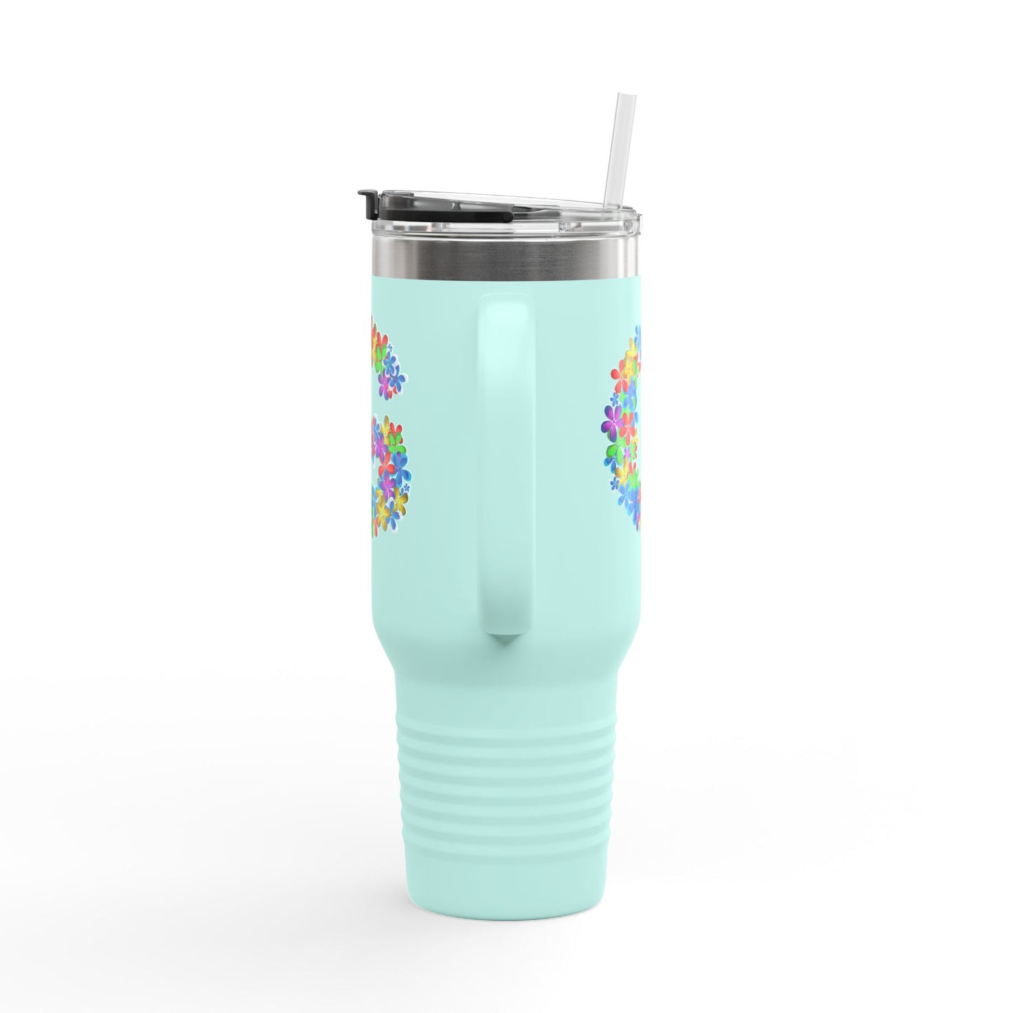 Vibrant Floral Insulated Travel Mug, Perfect for On-the-Go- Letter G