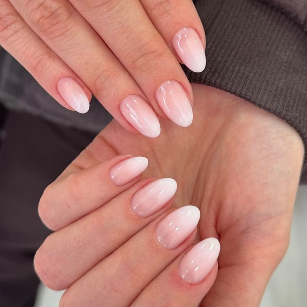 French Minimalist Nude Pink Almond Short Press On Nails – JP4397