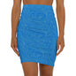 Blue Swirl Pencil Skirt — Women's Mid-Waist Retro Wave Print