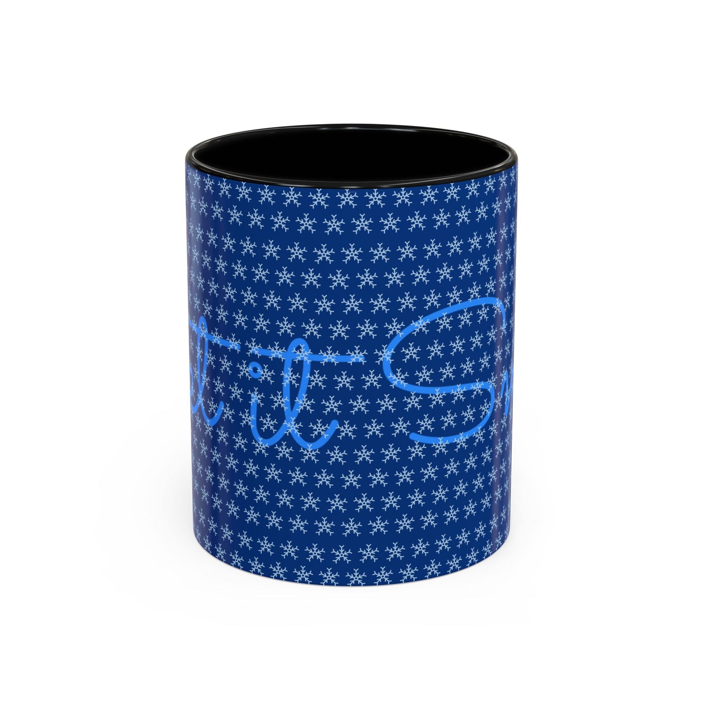 Snowy Night Accent Coffee Mug - Cozy Winter Drinkware, Seasonal Gifts, Holiday Décor, Comfortable Sipping, Blue Design