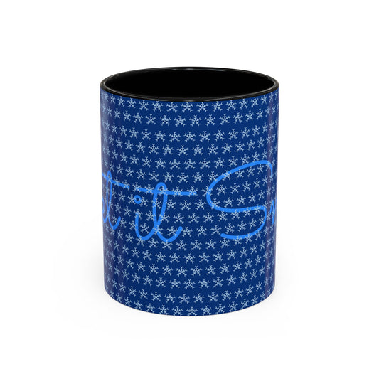 Snowy Night Accent Coffee Mug - Cozy Winter Drinkware, Seasonal Gifts, Holiday Décor, Comfortable Sipping, Blue Design