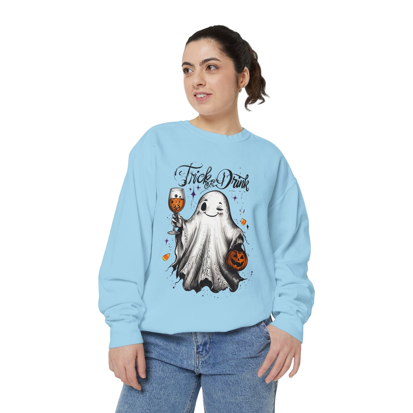 Spooky Ghost Sweatshirt | Trick or Treat Apparel, Halloween Gift, Cozy Unisex Top, Fall Fashion, Casual Wear