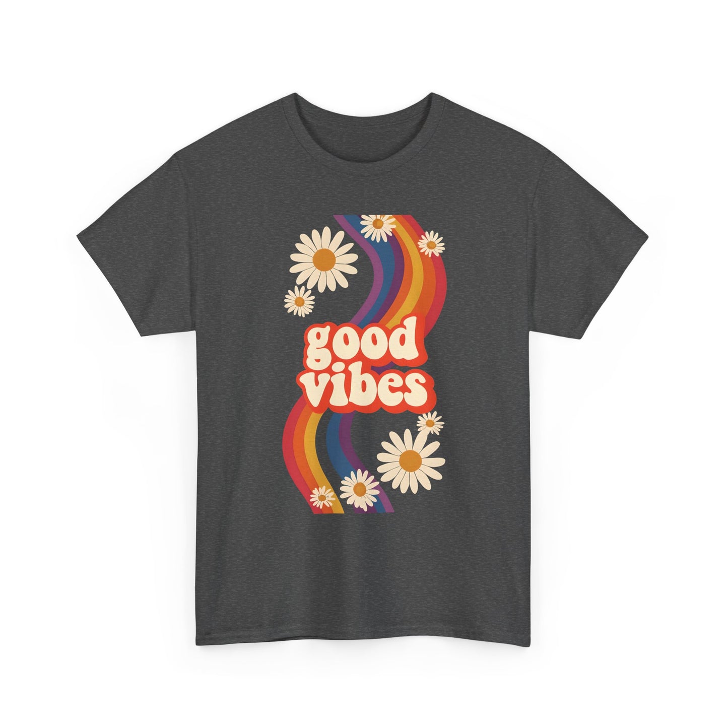 Good Vibes Unisex Heavy Cotton Tee, Retro Graphic T-Shirt, Feel Good Apparel, Summer Outfit, Casual Gift for Friends