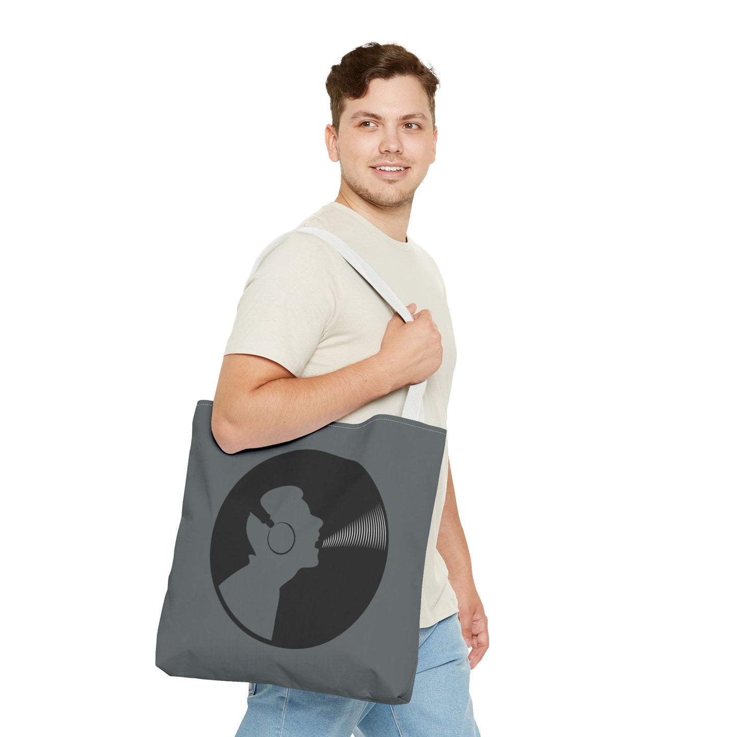 Music Lover's Tote Bag, Stylish Bag for Vinyl Enthusiasts, Gift for Music Lovers, Unique Shopping Tote, Record Player Accessory