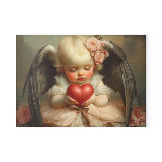 Angel Heart Glass Cutting Board, Angel Decor, Kitchen Gifts, Home Decor, Unique Wedding Gift, Valentine's Day Gift