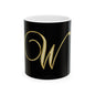 Gold Script 'W' Monogram Ceramic Mug – Elegant Initial Coffee Cup (11oz, 15oz)