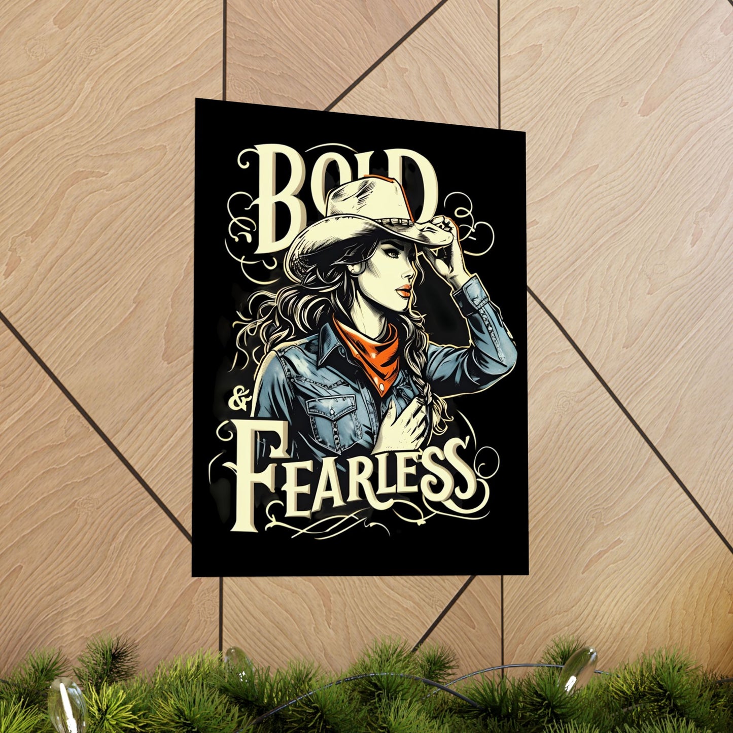 Bold & Fearless Cowboy Woman Poster — Matte Vertical Wall Art