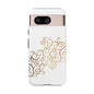 Elegant Floral Phone Case, Tough Cases, Gold Swirls, Stylish Protection, Trendy Gift, Chic Accessory