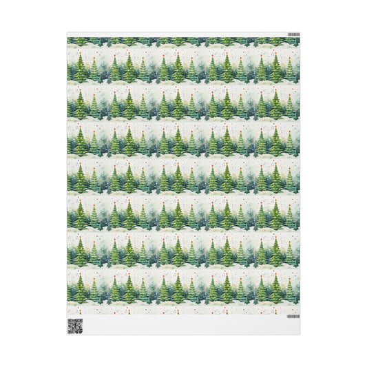 Holiday Christmas Tree Wrapping Paper Roll — Festive Green Pine Pattern for Gifts
