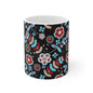 Floral Patterns Coffee Mug, Gift for Her, Bohemian Style Mug, Home Decor, Flower Design Cup, Unique Art Mug
