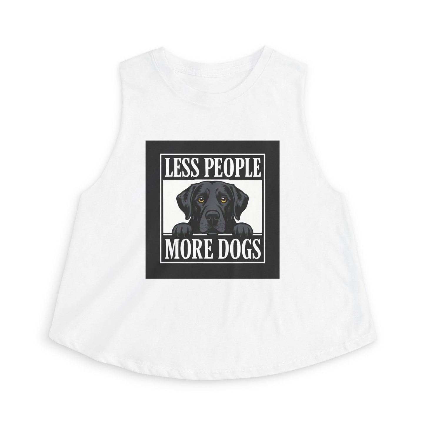 Less People More Dogs Crop Top – Cute Black Lab Graphic Tank for Dog Lovers