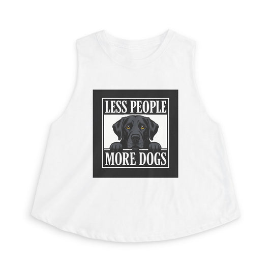 Less People More Dogs Crop Top – Cute Black Lab Graphic Tank for Dog Lovers