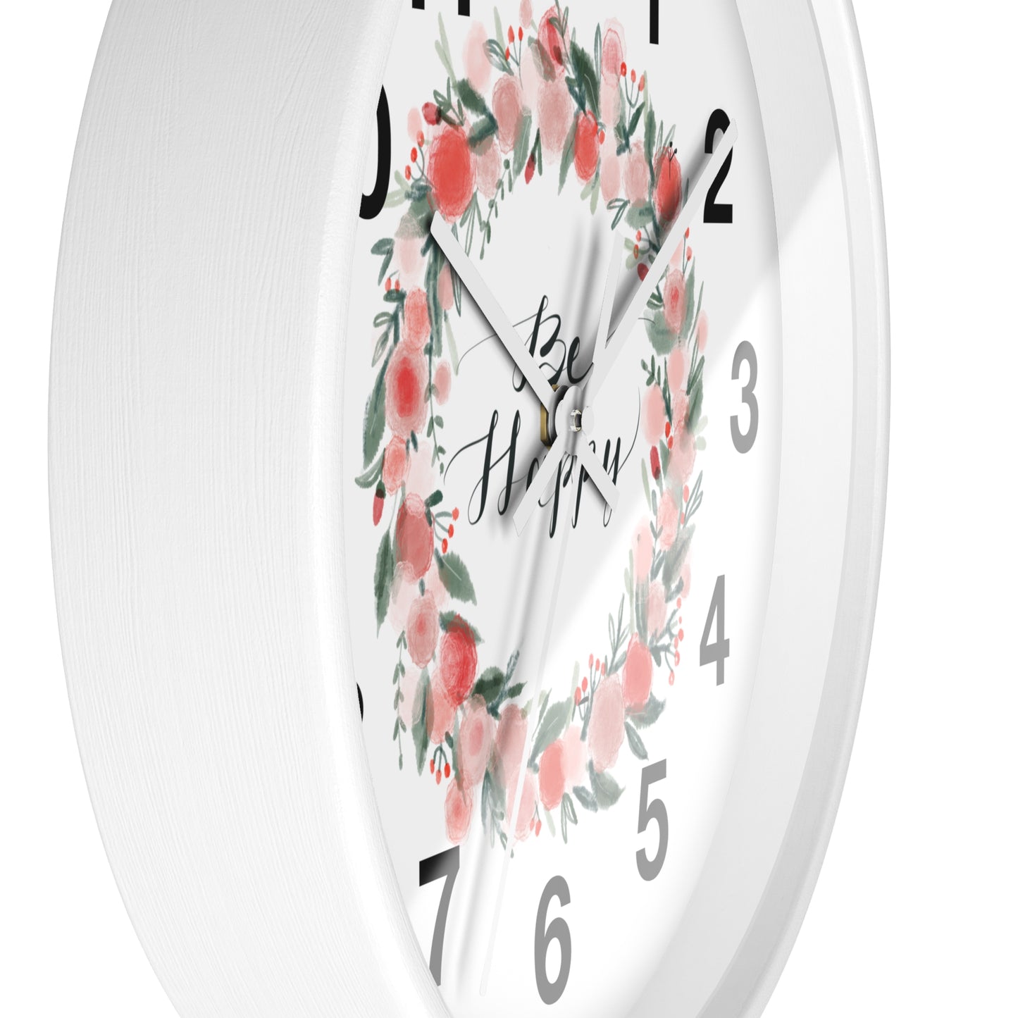 Floral Motivational Wall Clock | Home Decor | Gift for Her | Positive Quote Decor | Pink Wreath Design | Living Room Decor