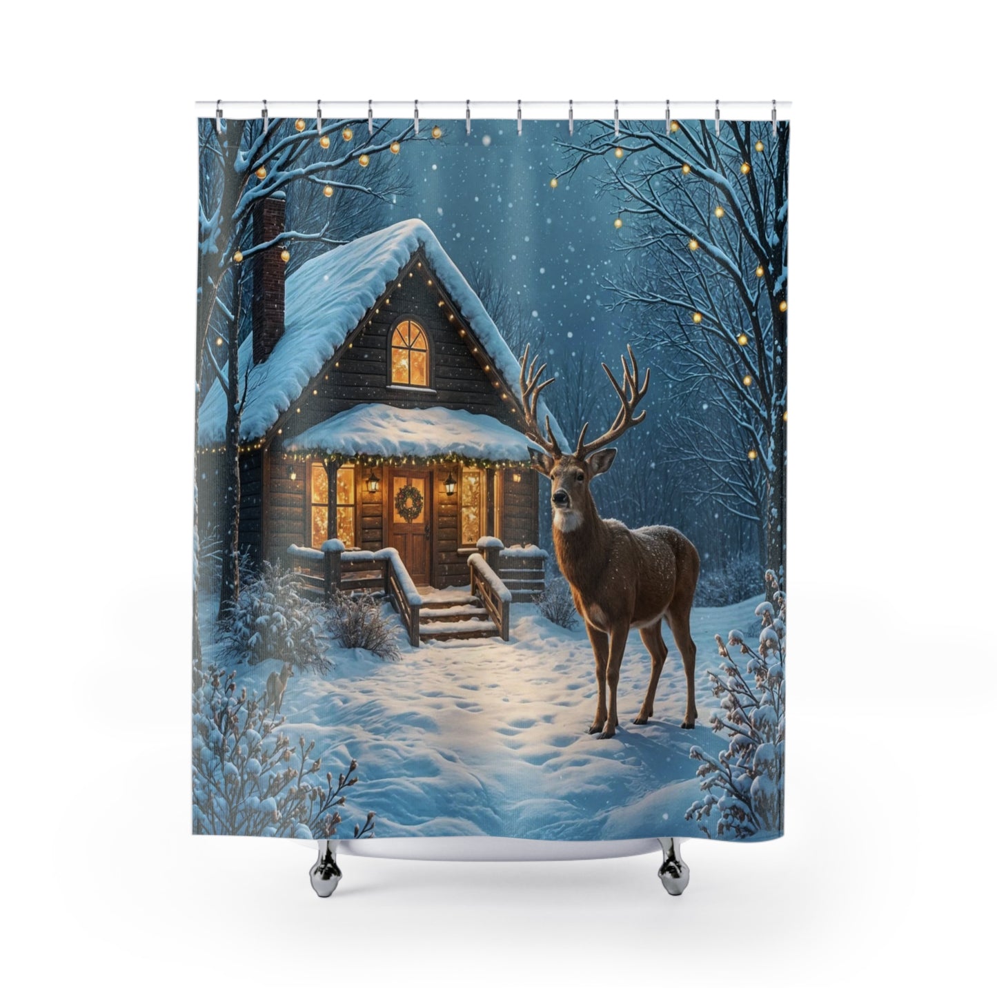 Winter Wonderland Shower Curtain, Cozy Cabin Décor, Holiday Bathroom Accessories, Rustic Home Decor, Christmas Gift Idea
