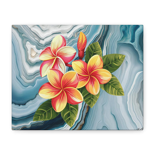 Floral Wall Art Canvas, Tropical Home Decor, Hawaii Inspired Art, Bright Colorful Artwork, Perfect for Gift or Home
