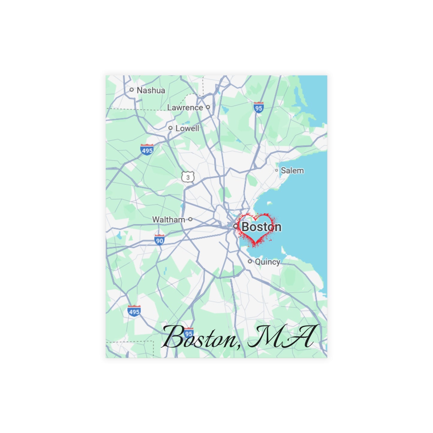 Boston Map Postcard Bundle - Personalized Travel Keepsake, Perfect for Souvenirs, Gifts, Wedding Invitations, or Event Thank You Cards