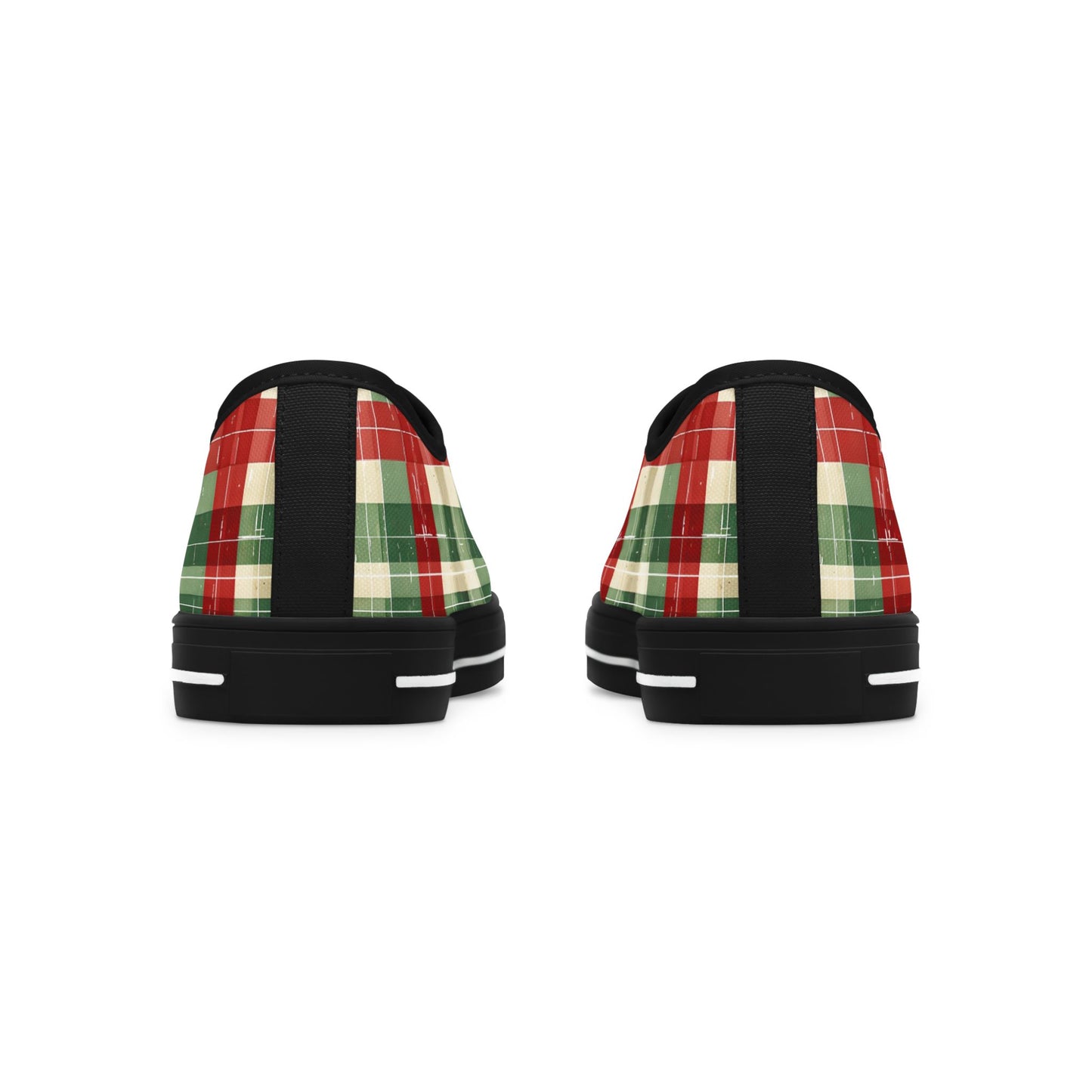 Low Top Sneakers — Red & Green Plaid Holiday Canvas Shoes