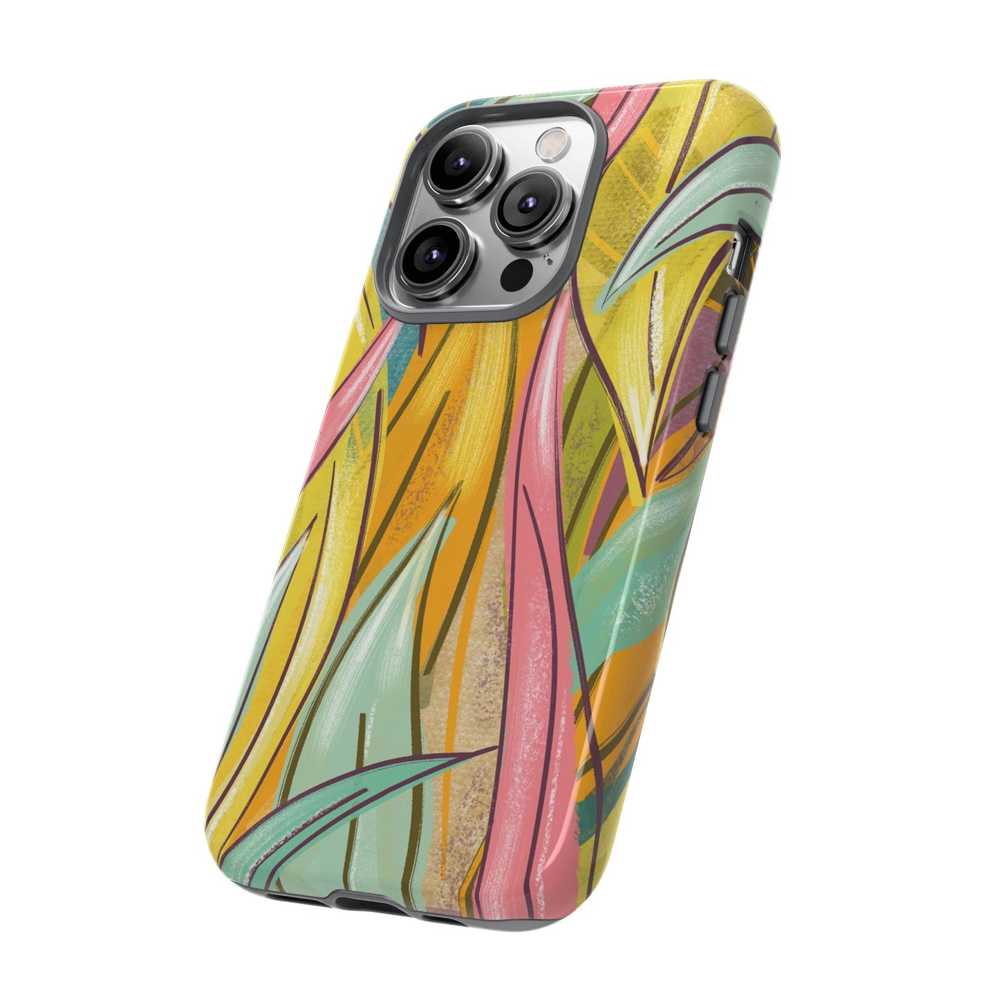 Vibrant Phone Case with Colorful Leaf Design, Tough Cases for Nature Lovers, Eco-Friendly Gift, Summer Vibes, Floral Phone Cover