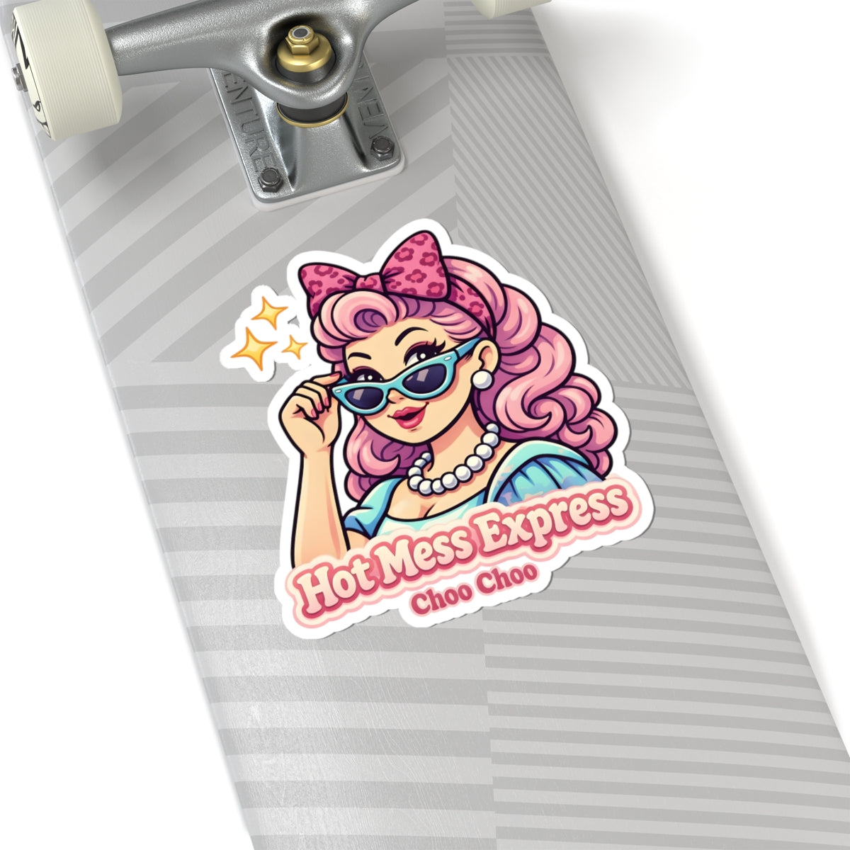 Retro Pin-Up Sticker — "Hot Mess Express Choo Choo" Kiss-Cut Vinyl