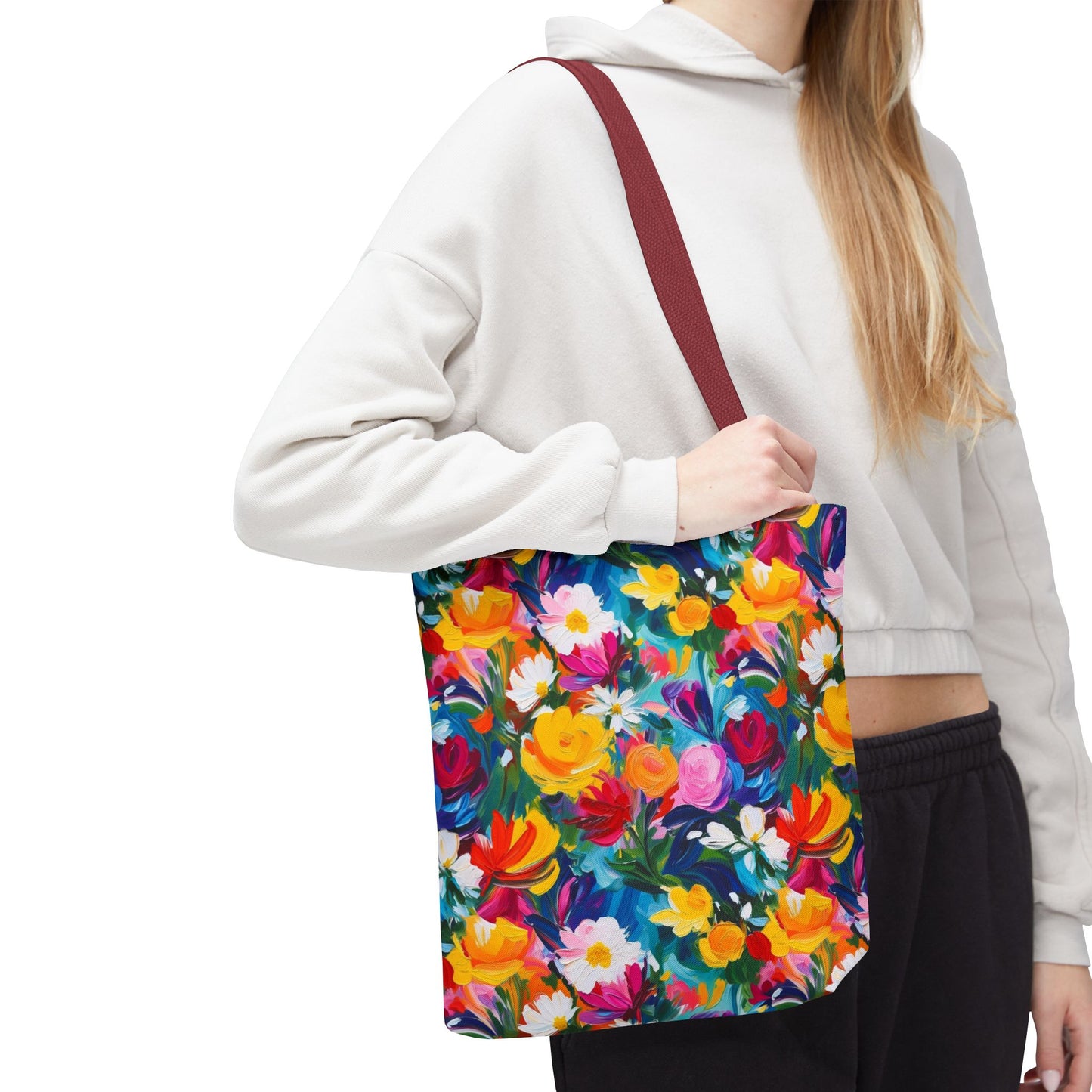 Colorful Floral Tote Bag — Vibrant All-Over Print Shopper