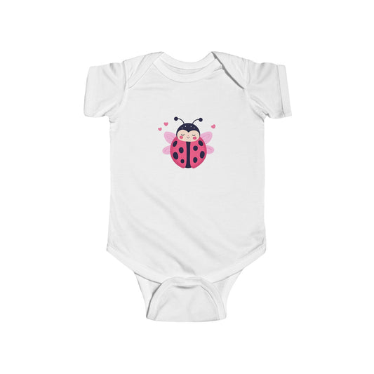 Cute Pink Ladybug Infant Bodysuit – Baby Girl Onesie with Heart Dots