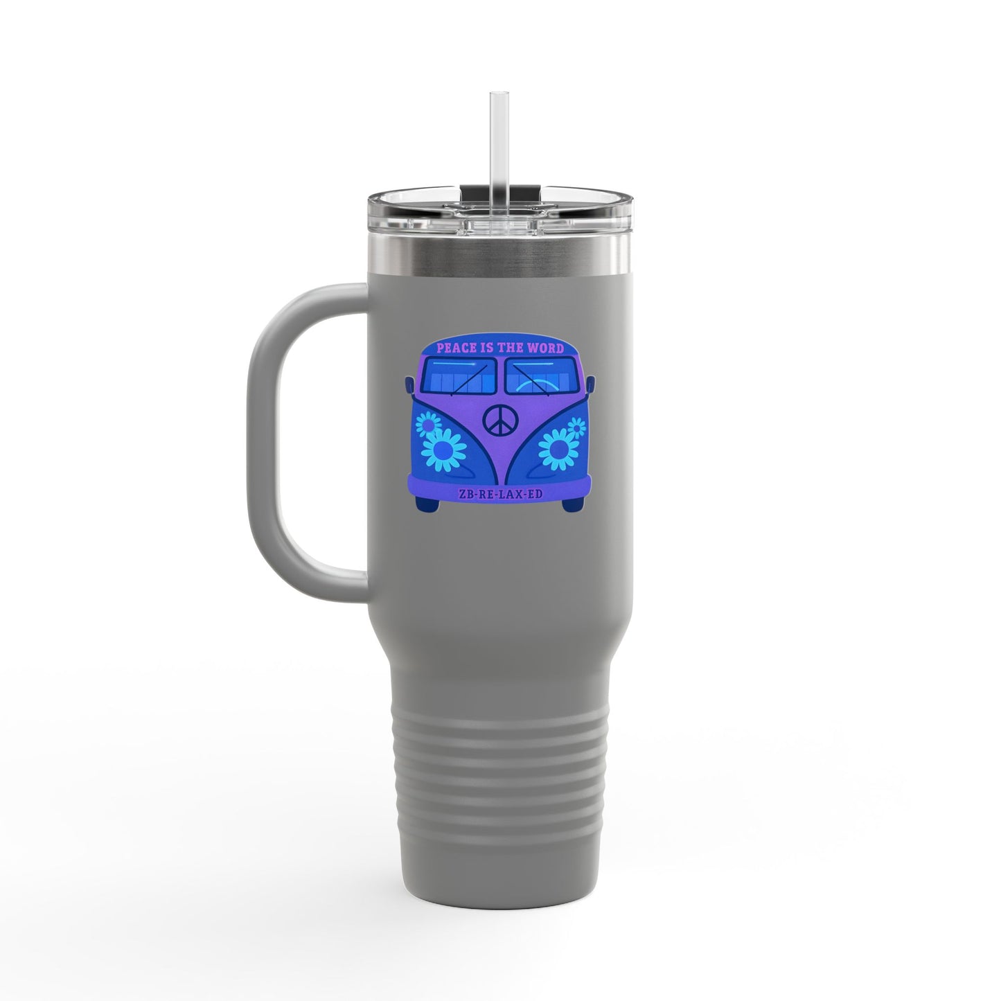 Peaceful Vibes Insulated Travel Mug | 40oz Cooler, Eco-Friendly Drinkware, Unique Gift for Travelers, Road Trip Essential, Custom Cup