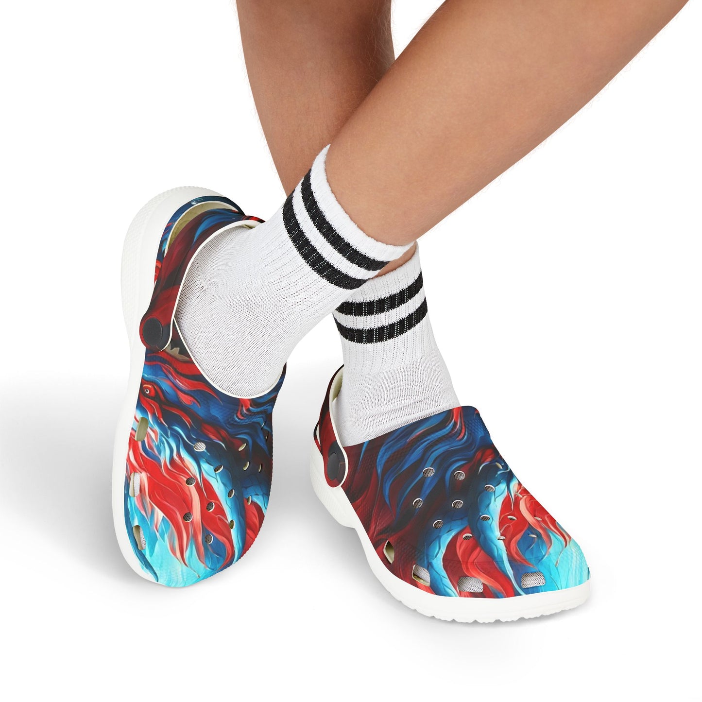Kids Foam Clogs — Red & Blue Swirl All-Over Print