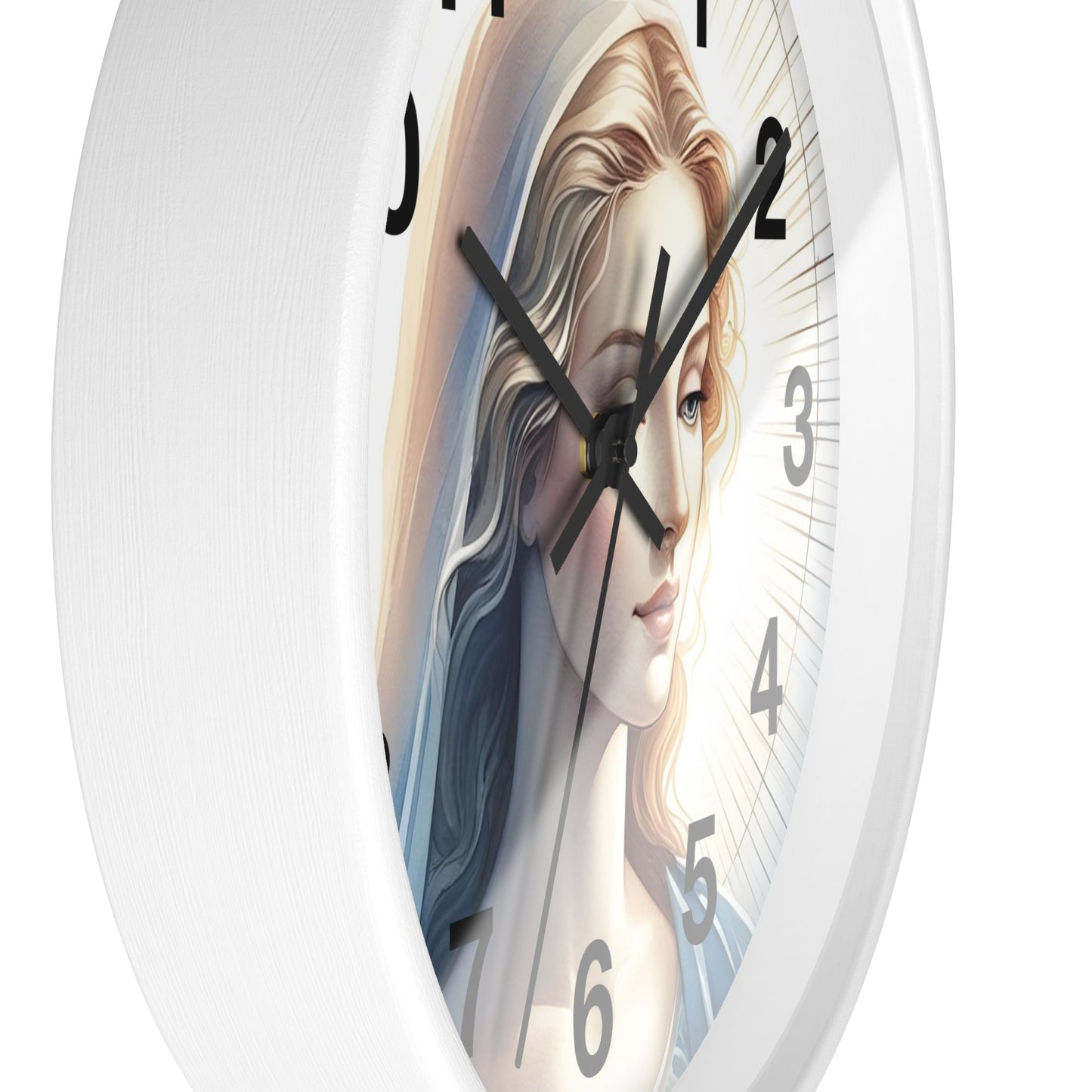 Serene Mary Wall Clock, Spiritual Decor, Gift for Mother's Day, Home Office Accent, Religious Artwork, Faith-Inspired Timepiece