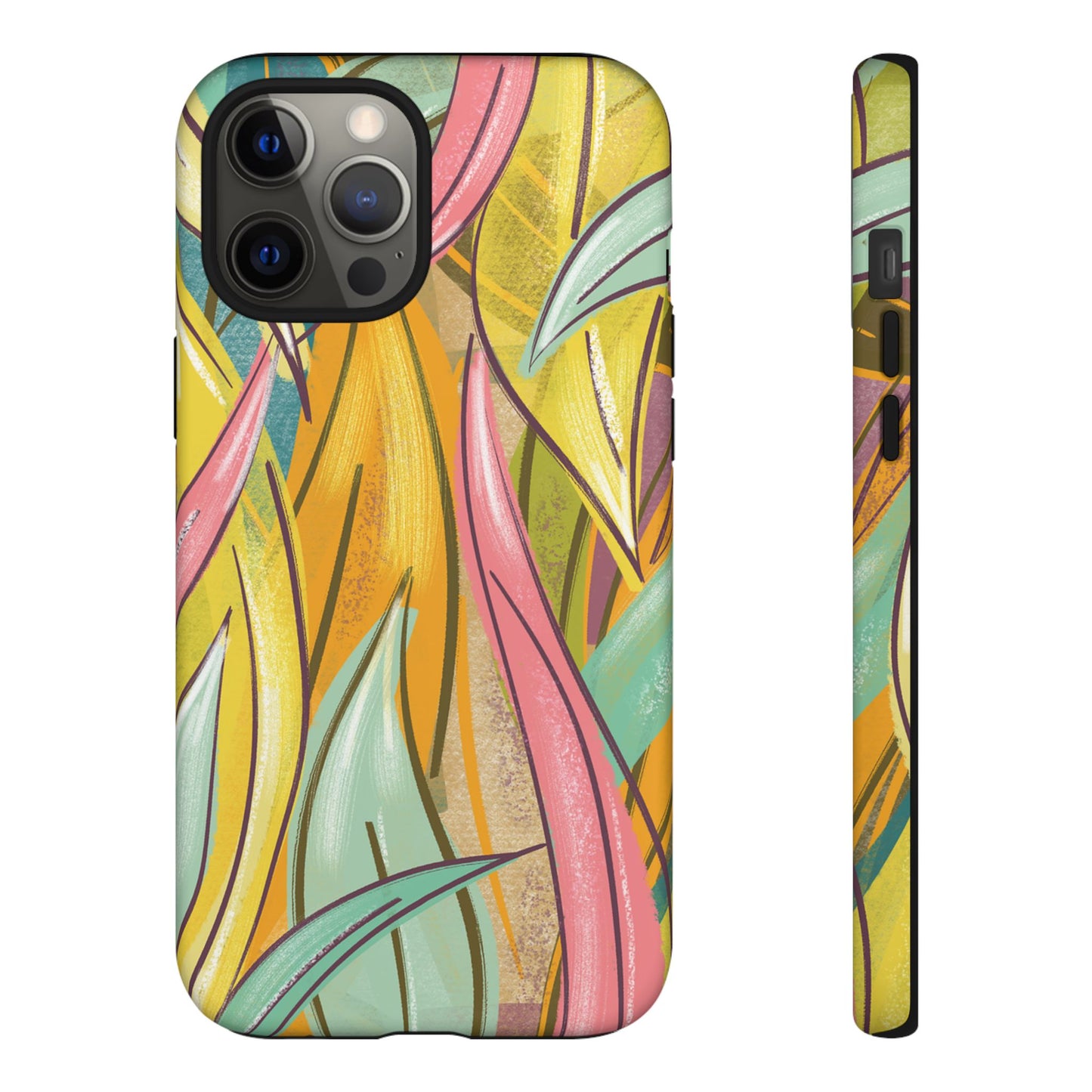 Vibrant Phone Case with Colorful Leaf Design, Tough Cases for Nature Lovers, Eco-Friendly Gift, Summer Vibes, Floral Phone Cover