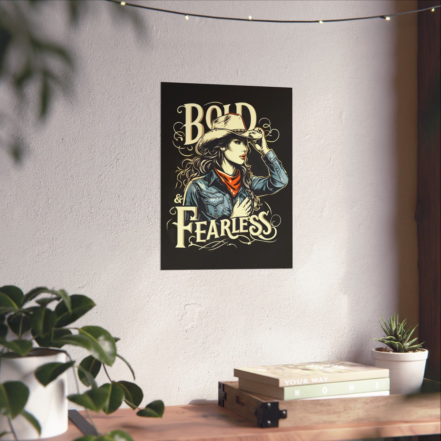 Bold & Fearless Cowboy Woman Poster — Matte Vertical Wall Art