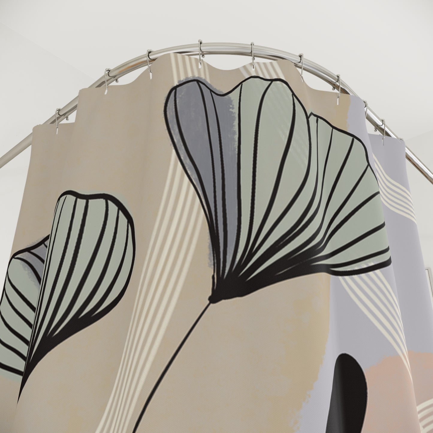 Botanical Shower Curtain, Floral Bathroom Decor, Modern Home Accents, Nature-Inspired Design, Gift for Homeowners