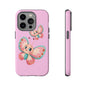 Cute Butterfly Phone Case, Tough Phone Cover, Girly Phone Accessory, Unique Gift for Her, Kids Phone Case, Floral Design Case