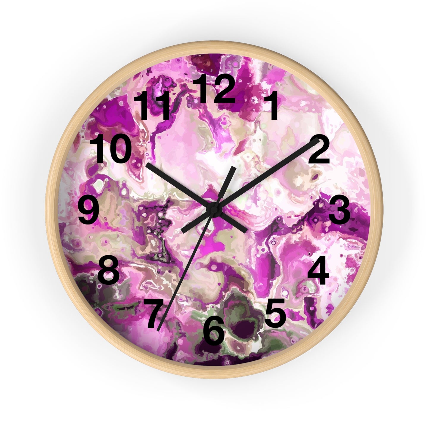 Elegant Pink Swirl Wall Clock Home Decor, Gift for Her, Modern Design, Office Wall Art, Functional Art