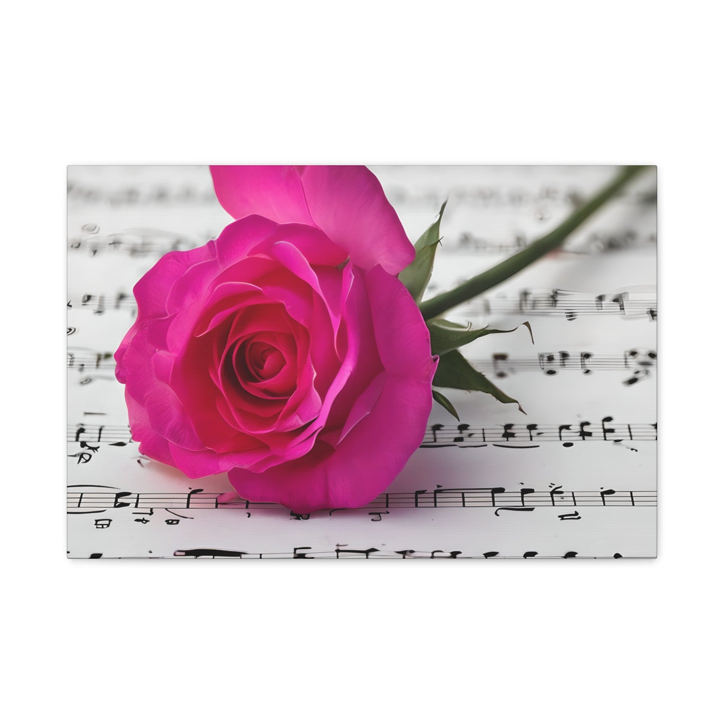 Stretched Canvas Art Print, Classic Rose on Sheet Music, Floral Wall Decor, Home Decoration, Gift for Music Lovers